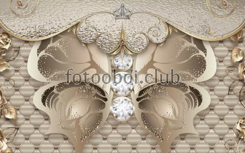 бабочки, узор, коретная стяжка, золото, дизайнерские, стразы, бриллианты, 3д, 3d